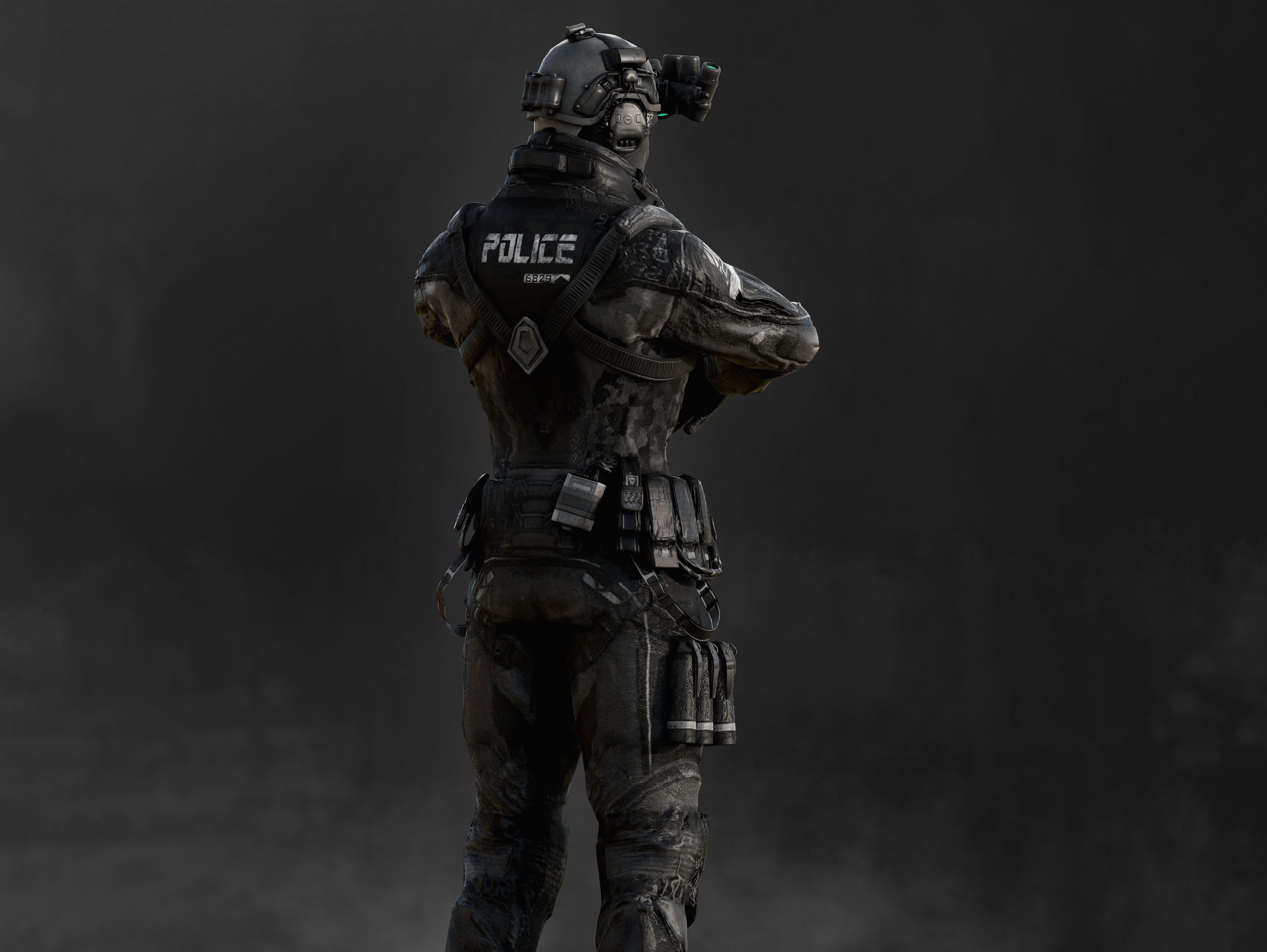 Modern Police Soldier Low-poly 3D model_8