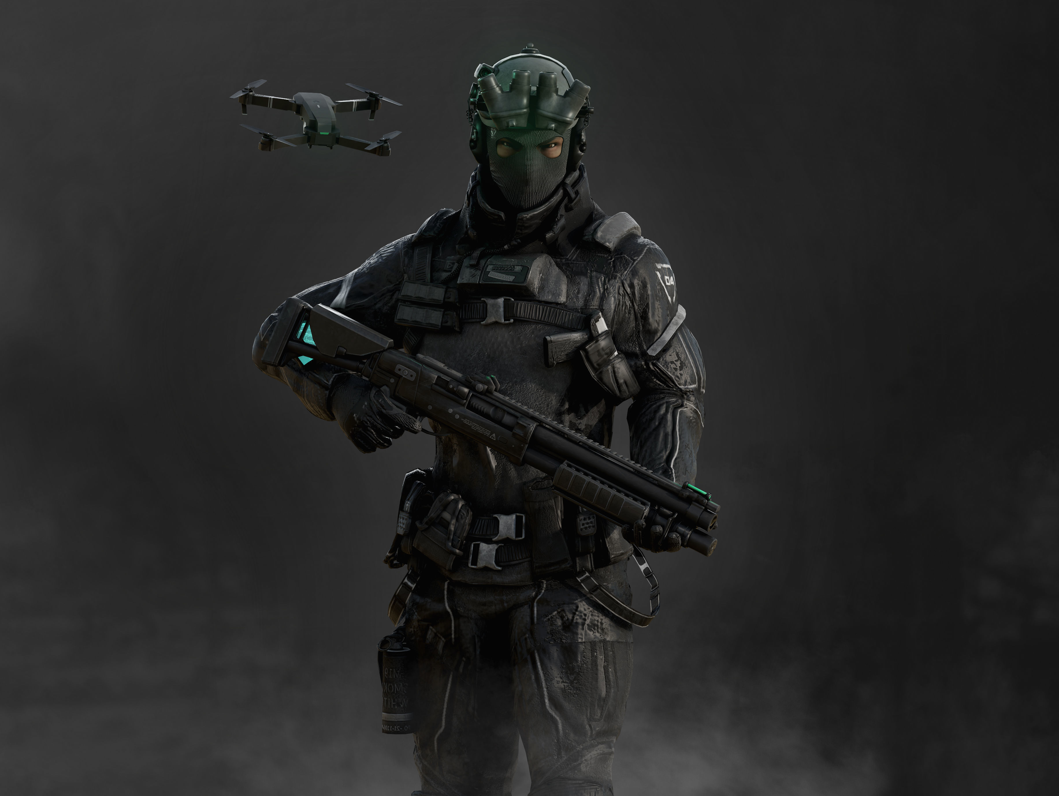 Modern Police Soldier Low-poly 3D model_2