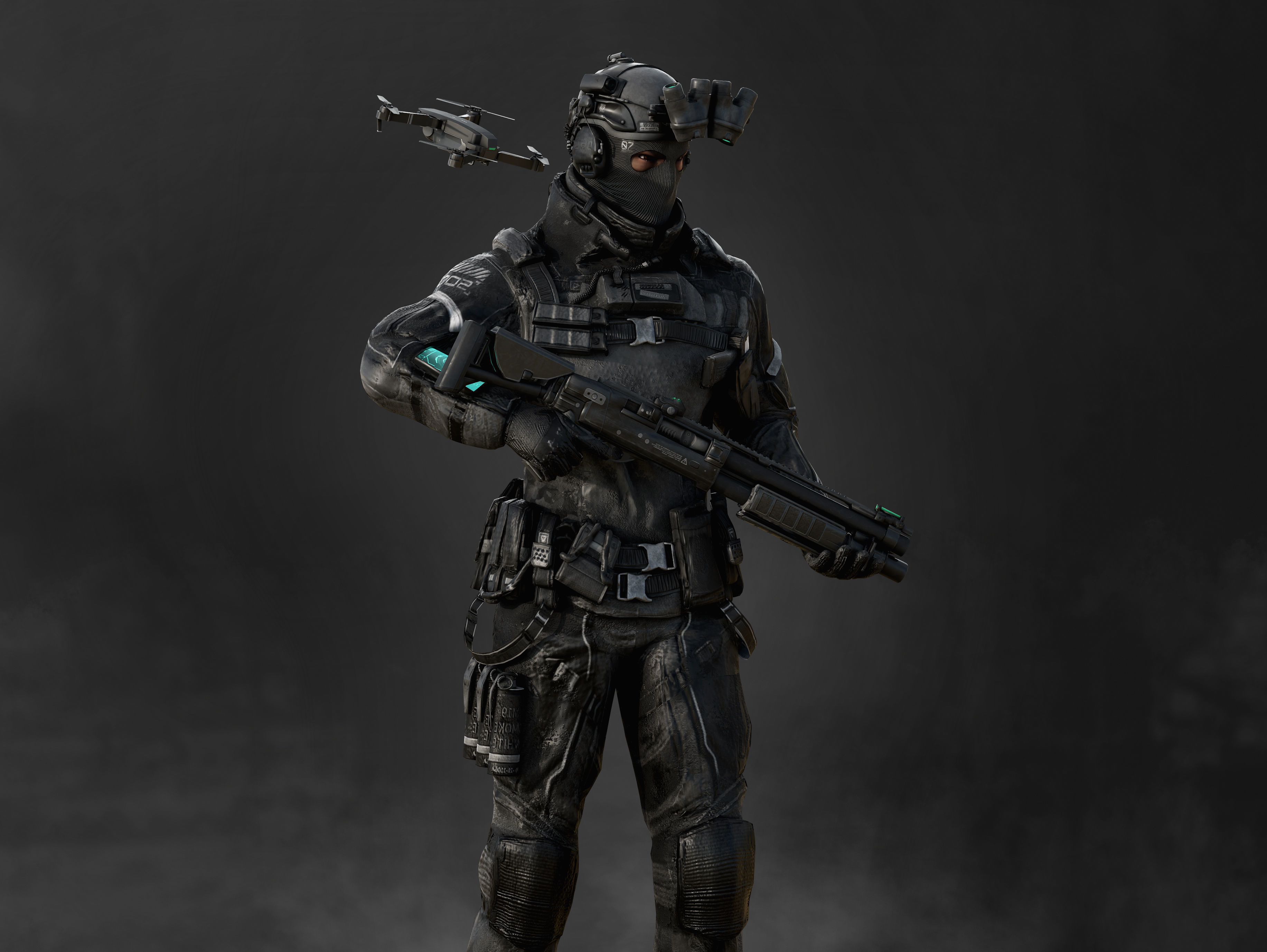 Modern Police Soldier Low-poly 3D model_4