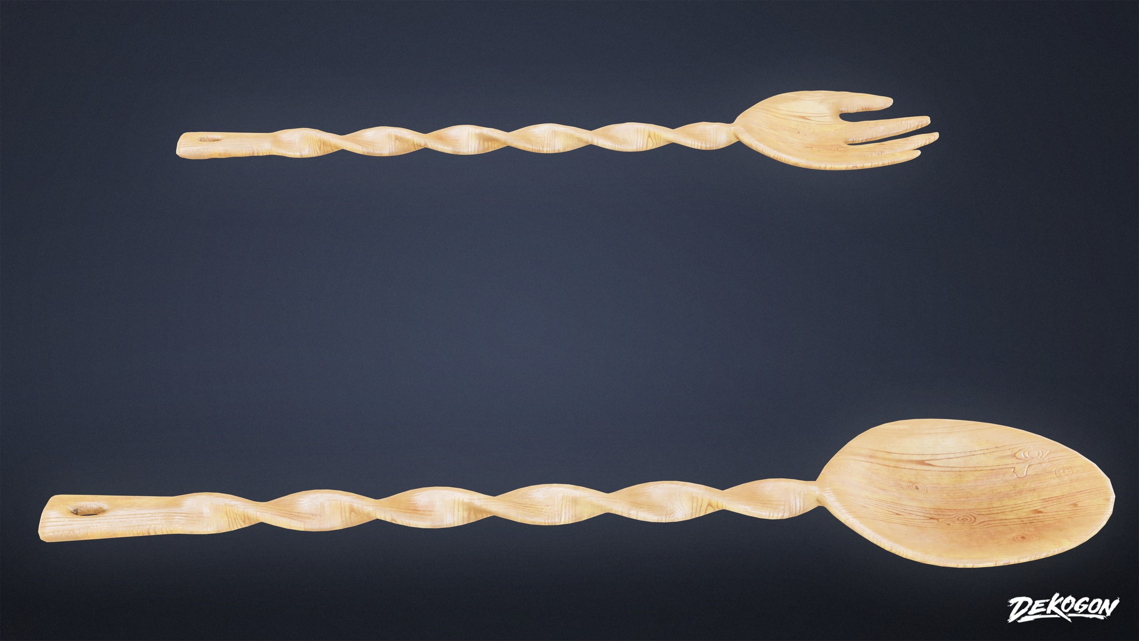 TRIANGLE DINER - Wooden Utensils 01 - LOW POLY Low-poly 3D model_4