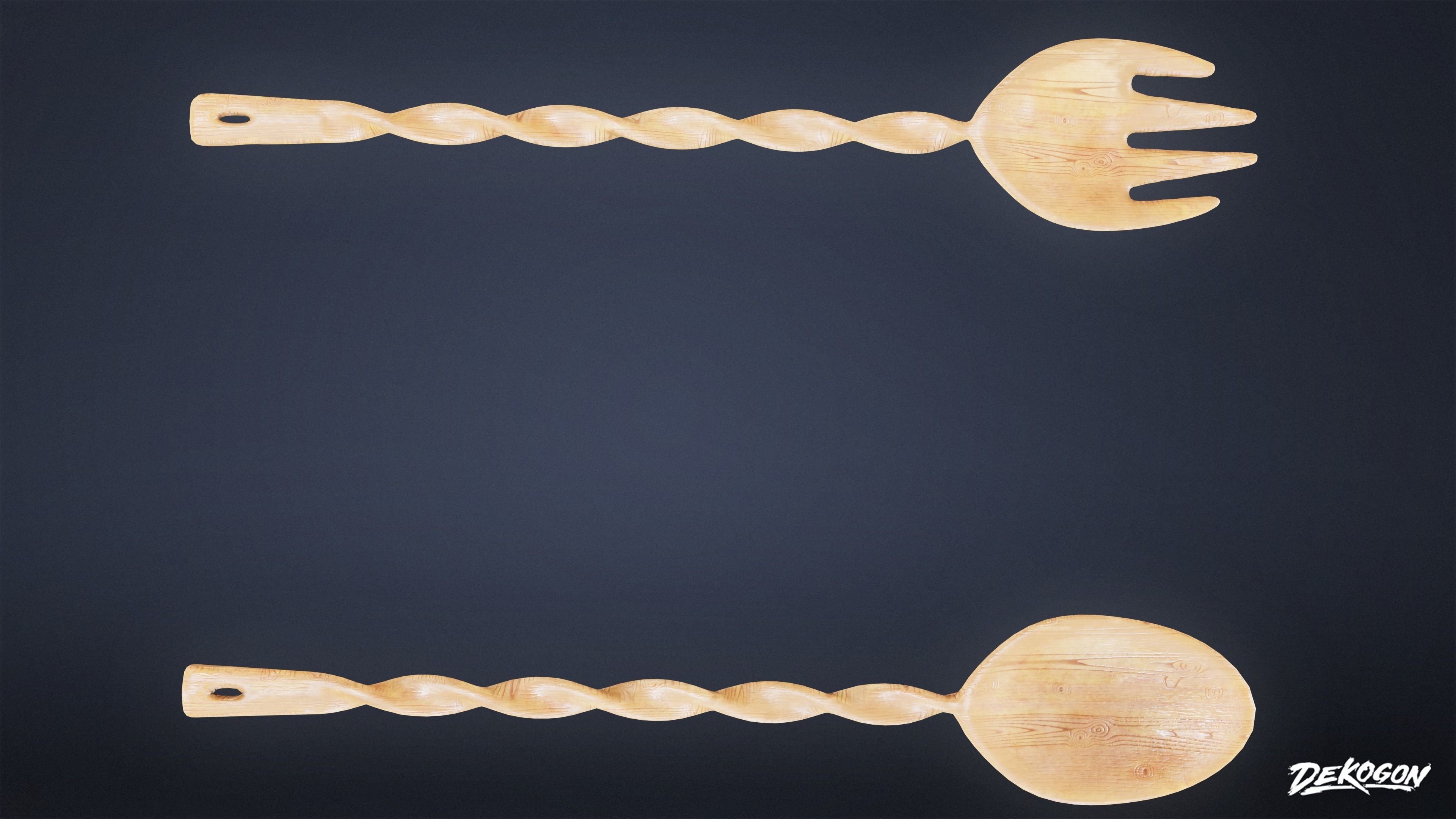 TRIANGLE DINER - Wooden Utensils 01 - LOW POLY Low-poly 3D model_5