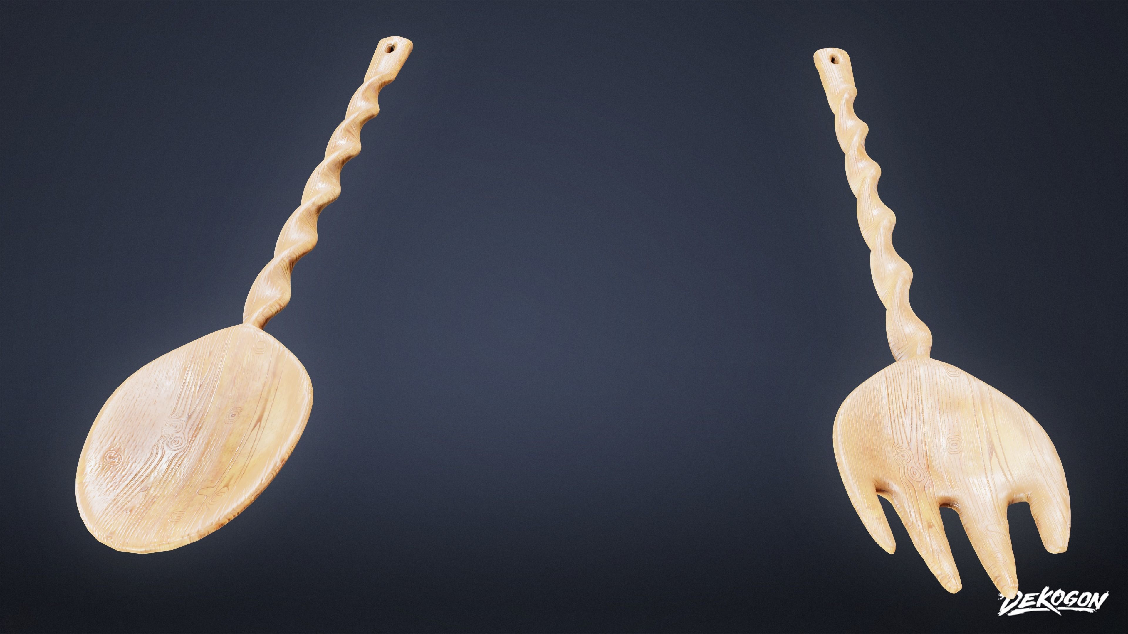 TRIANGLE DINER - Wooden Utensils 01 - LOW POLY Low-poly 3D model_3