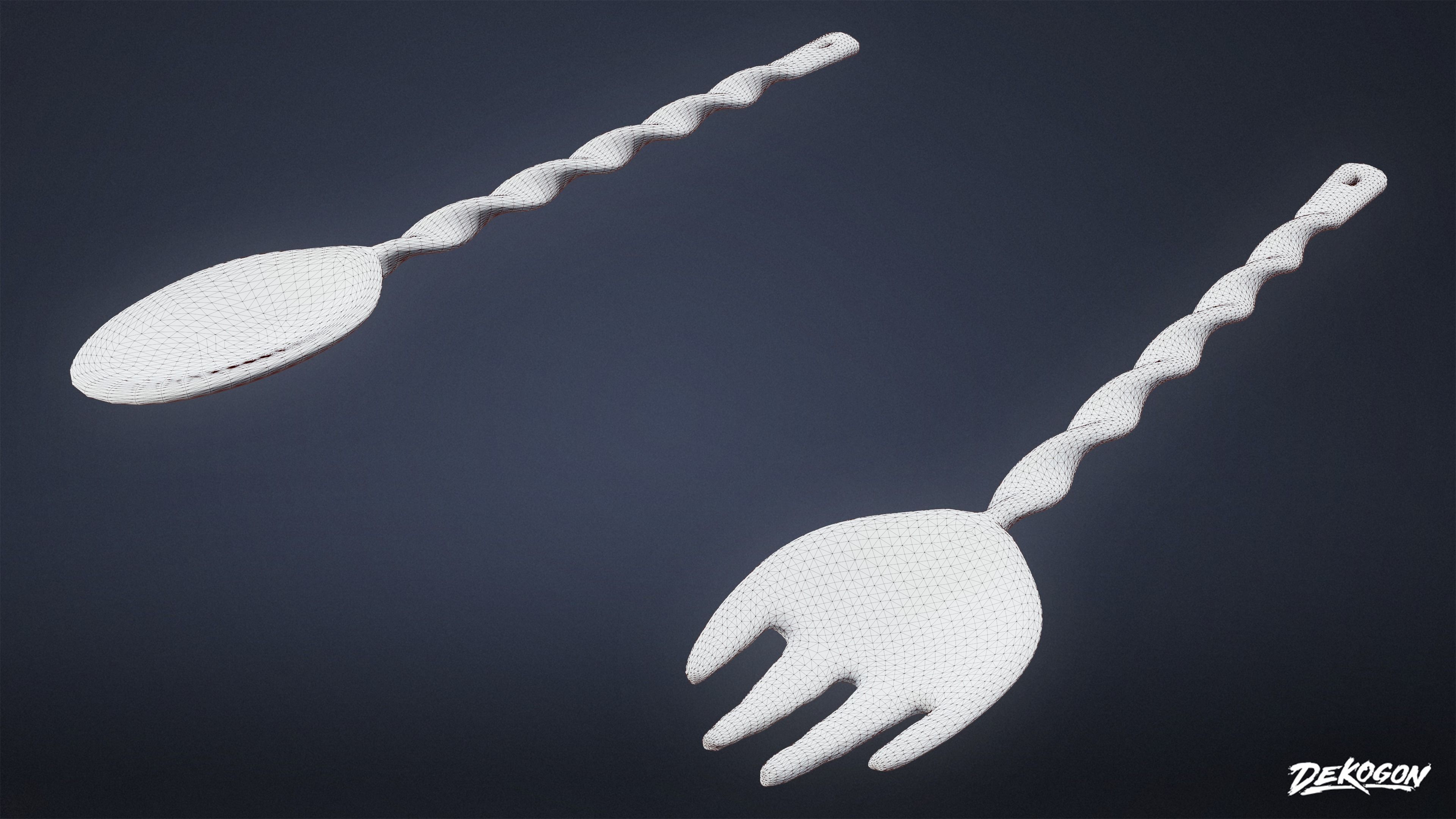 TRIANGLE DINER - Wooden Utensils 01 - LOW POLY Low-poly 3D model_2