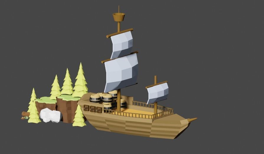 Boat and Nature Pack and varius barrius 3D model_7