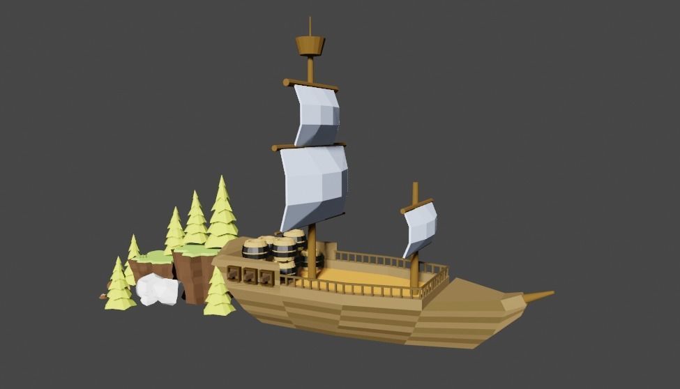 Boat and Nature Pack and varius barrius 3D model_4