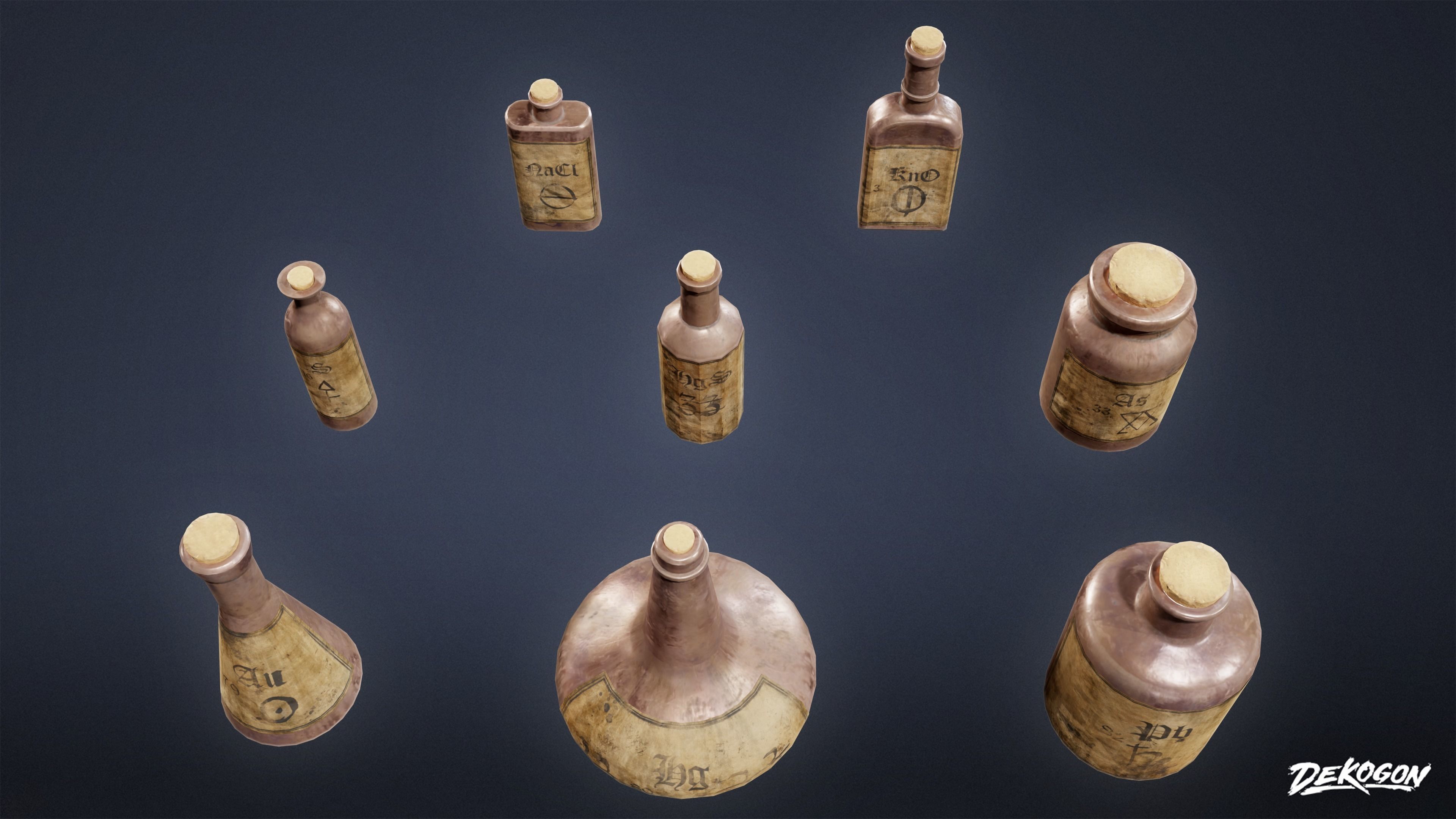 ALCHEMIST WORKSHOP - Bottle 01 - LOW POLY Low-poly 3D model_9