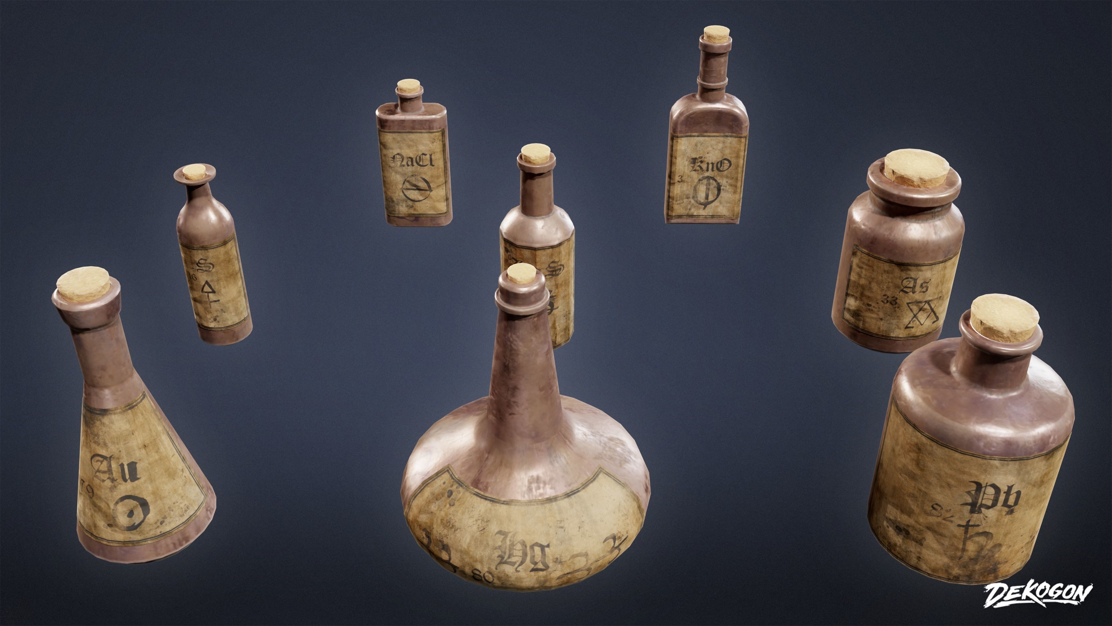 ALCHEMIST WORKSHOP - Bottle 01 - LOW POLY Low-poly 3D model_4