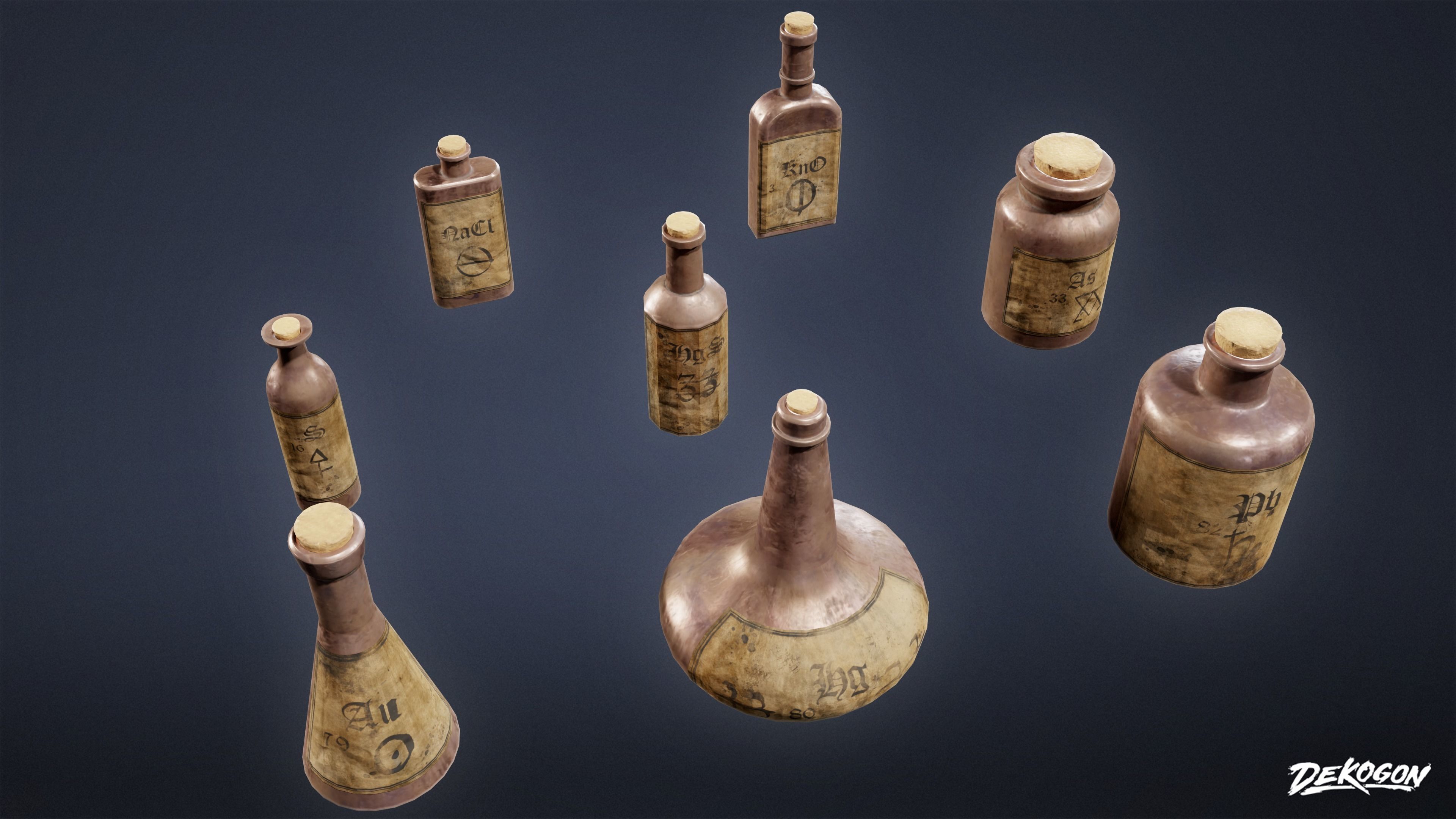 ALCHEMIST WORKSHOP - Bottle 01 - LOW POLY Low-poly 3D model_7