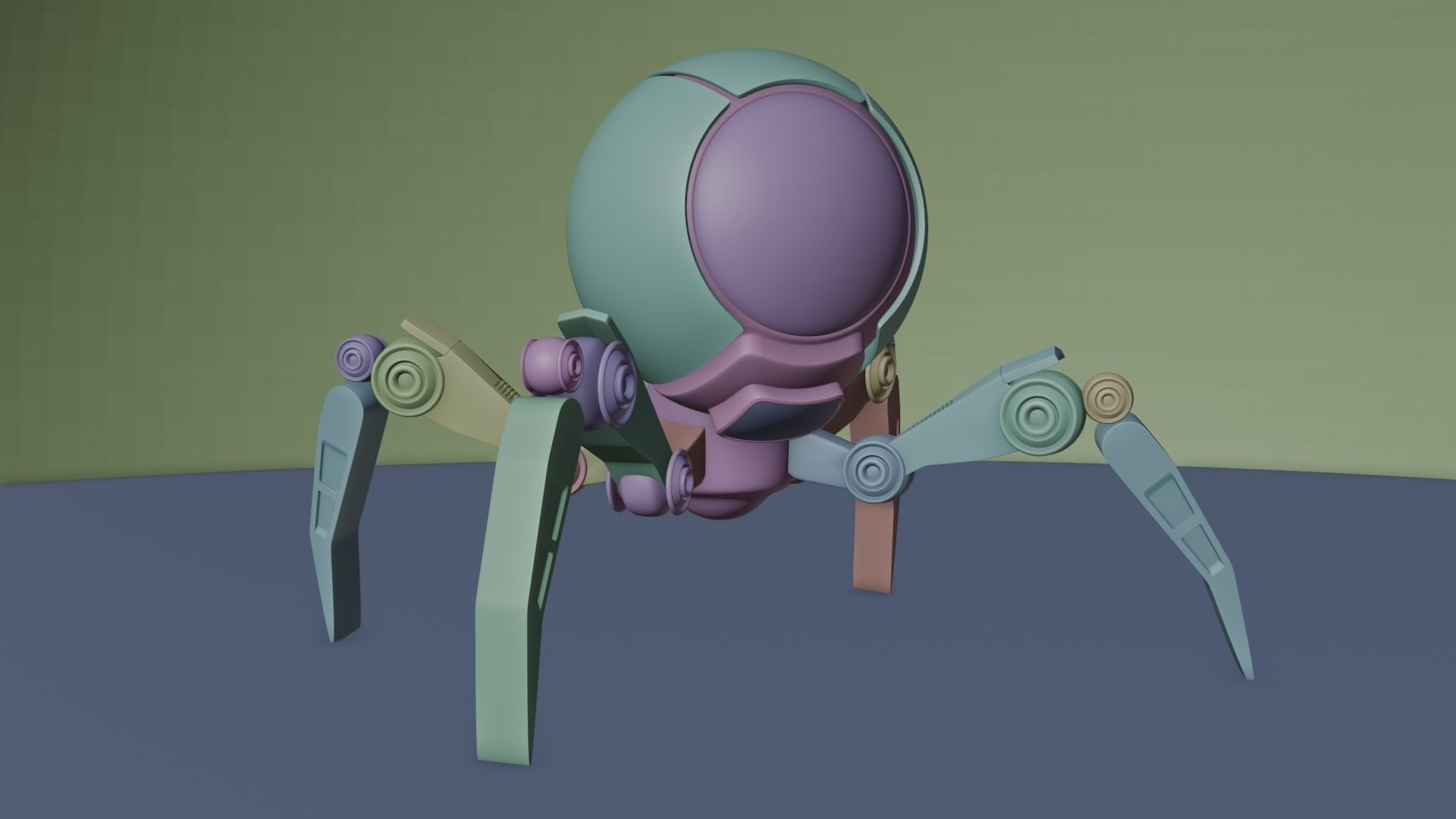 3D 3D Mini Spider Robot Model Low-poly 3D model_6