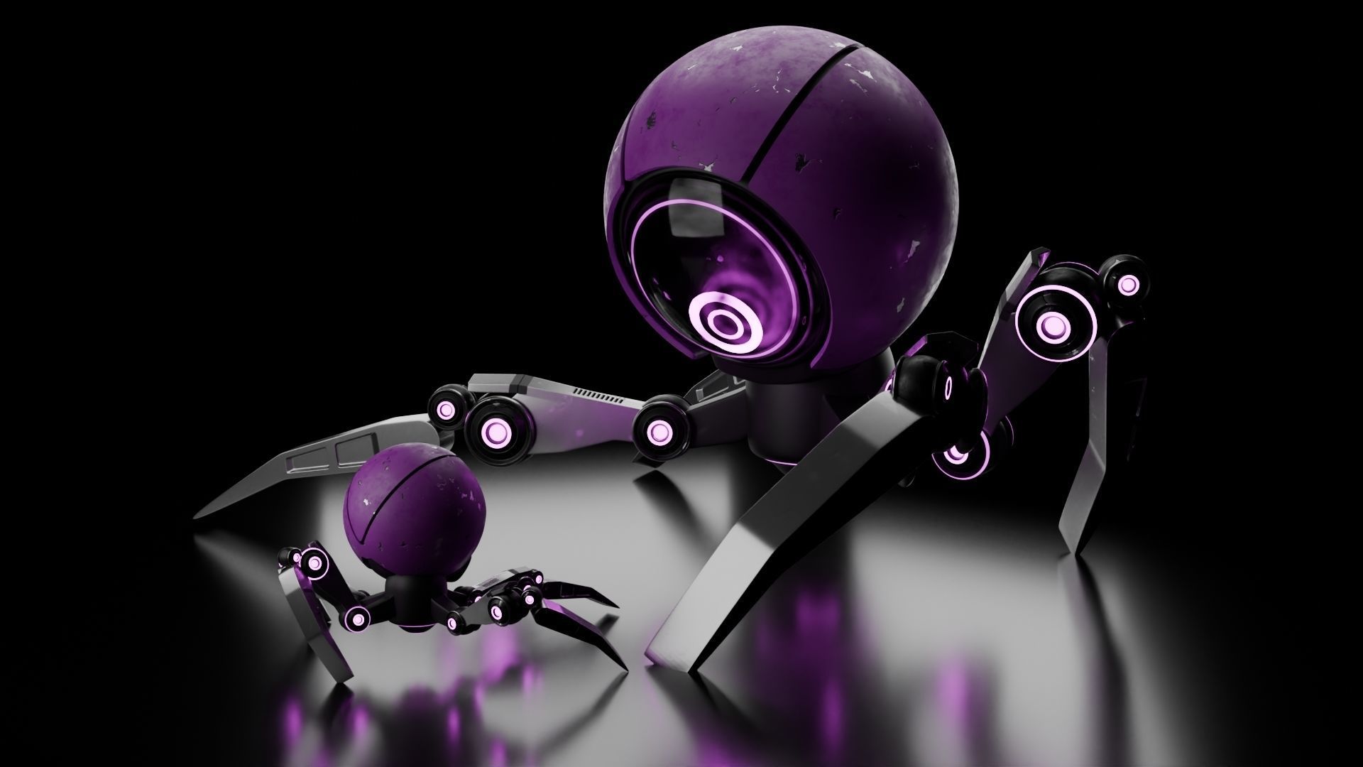 3D 3D Mini Spider Robot Model Low-poly 3D model_4