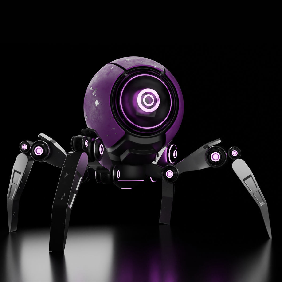 3D 3D Mini Spider Robot Model Low-poly 3D model_8