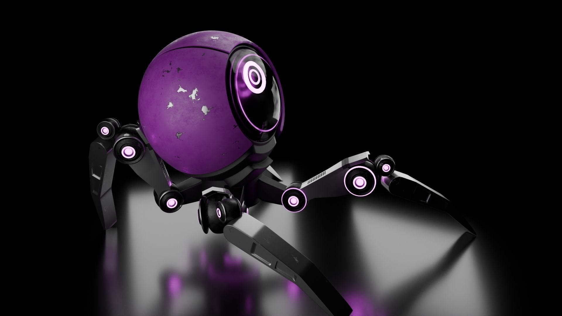 3D 3D Mini Spider Robot Model Low-poly 3D model_3
