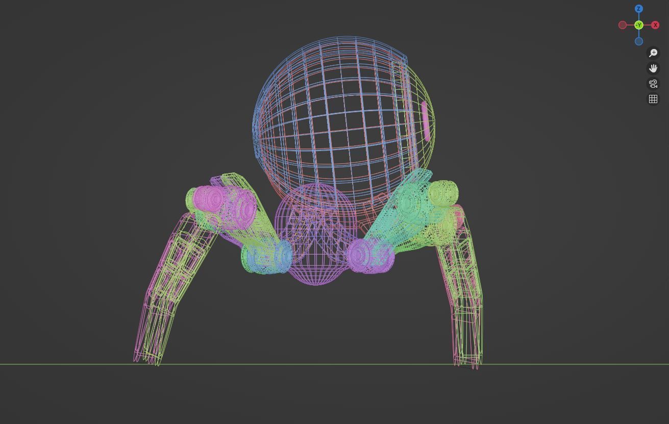 3D 3D Mini Spider Robot Model Low-poly 3D model_7