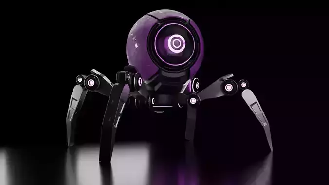 3D 3D Mini Spider Robot Model Low-poly 3D model