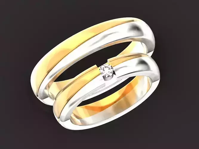 paired wedding rings of two metals 1178