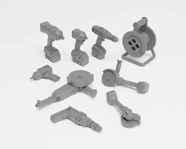 Power tools pack - Modern workshop accessories in 1-35 3D print model