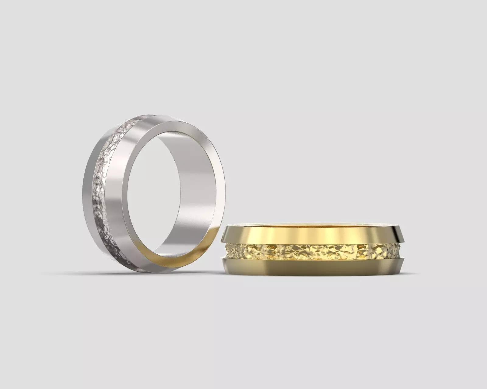 R 034 Textured wedding bands 3D print model_0