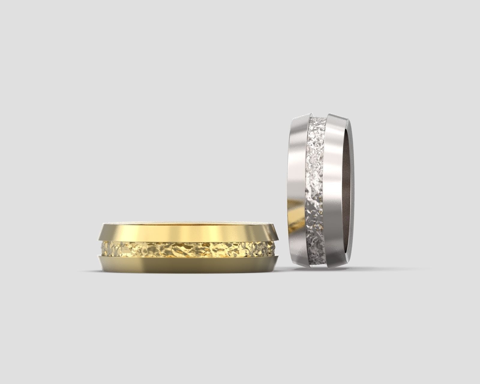 R 034 Textured wedding bands 3D print model_4
