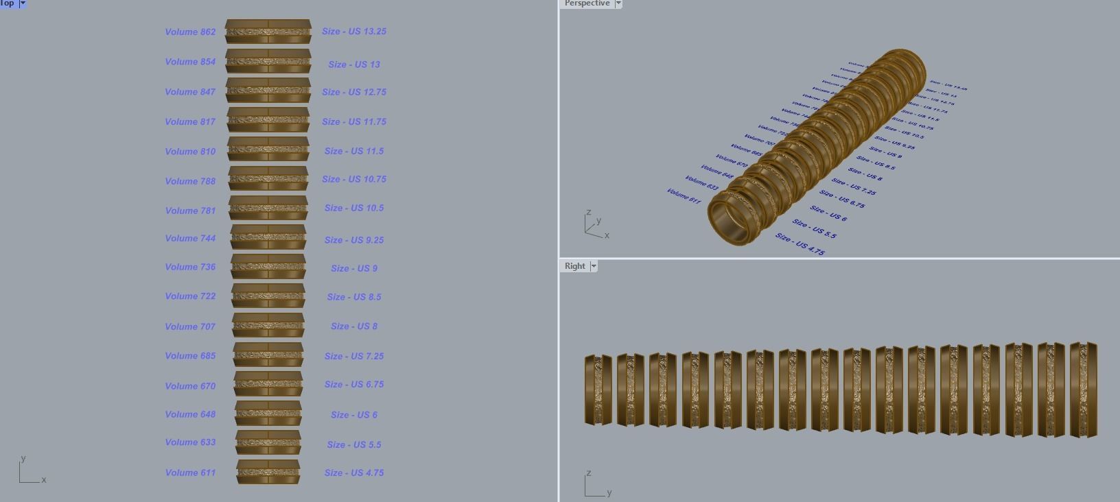 R 034 Textured wedding bands 3D print model_15