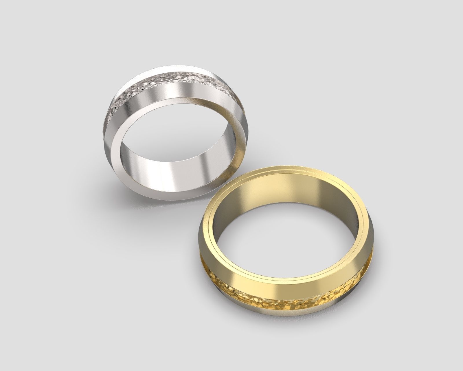 R 034 Textured wedding bands 3D print model_6