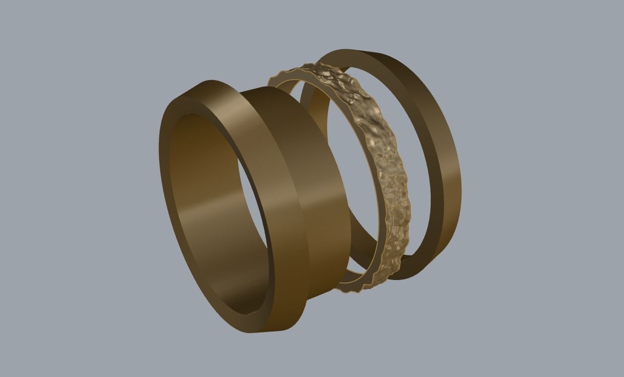 R 034 Textured wedding bands 3D print model_14