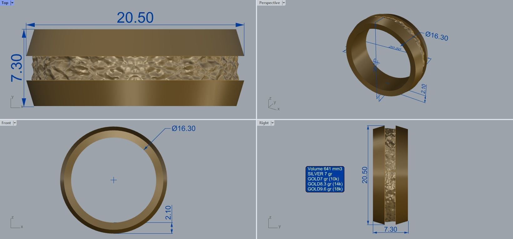 R 034 Textured wedding bands 3D print model_12