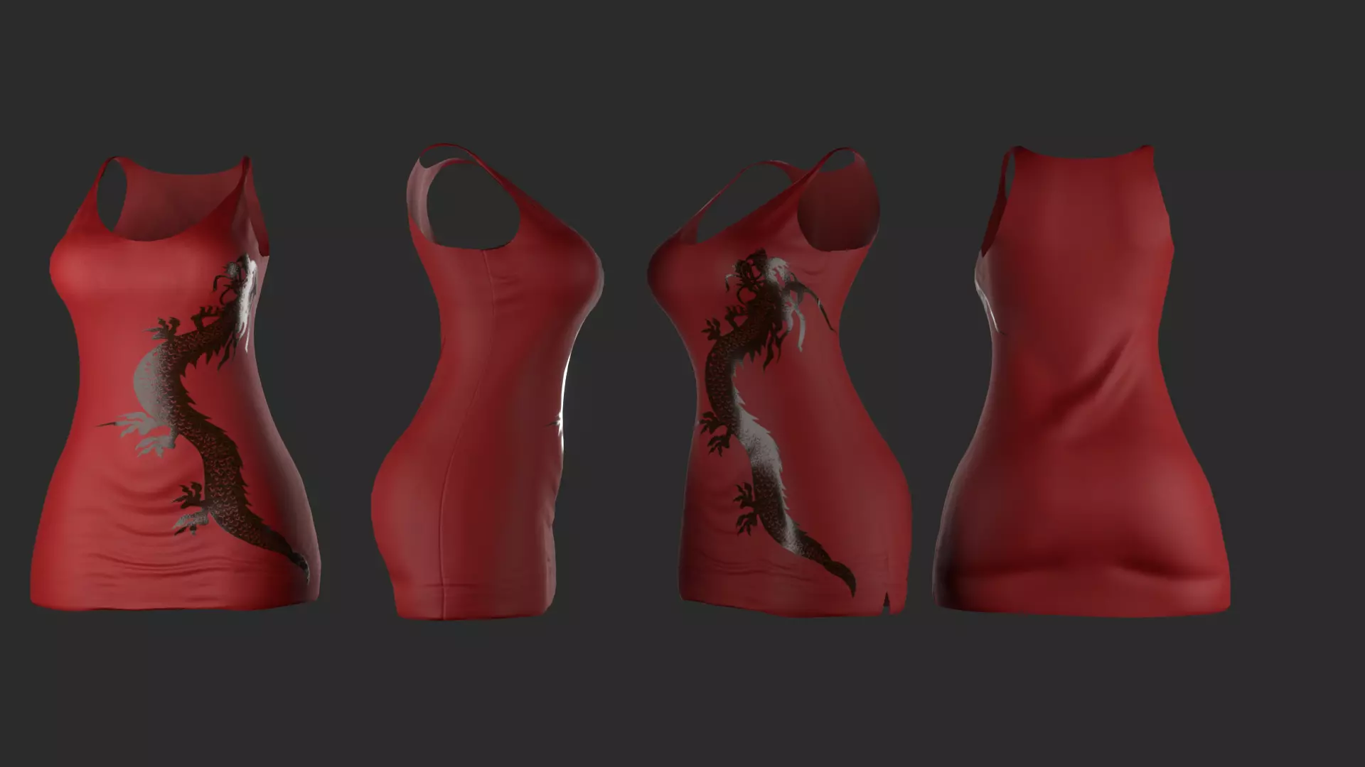 Red Dress Low-poly 3D model_0