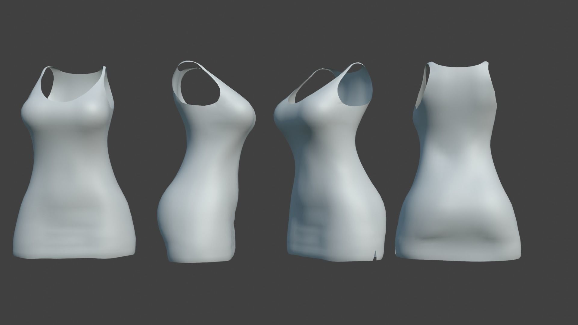 Red Dress Low-poly 3D model_3