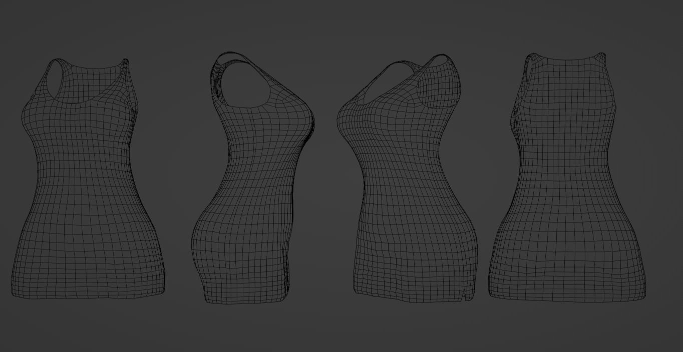 Red Dress Low-poly 3D model_1