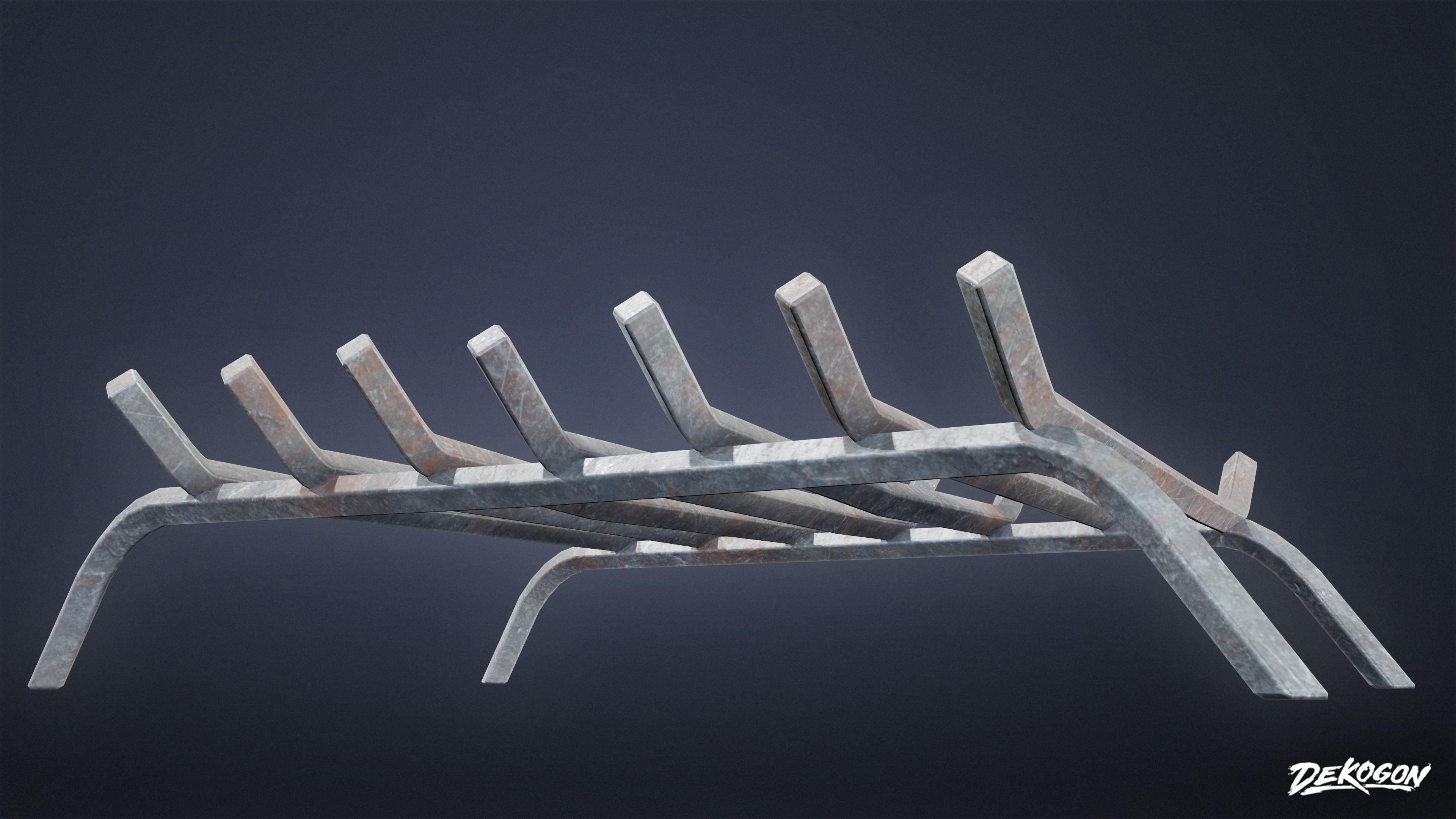 ALCHEMIST WORKSHOP - Fireplace Rack 01 - LOW POLY Low-poly 3D model_6