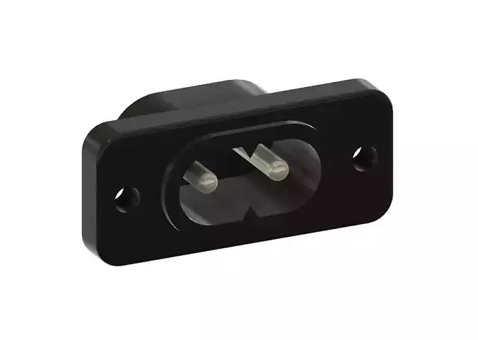 Two prong power socket 17mm x 8-5mm plug with flange