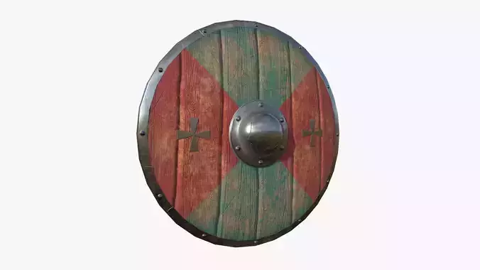 Viking Shield A13 Red Green - Character Weapon Design Low-poly 3D model