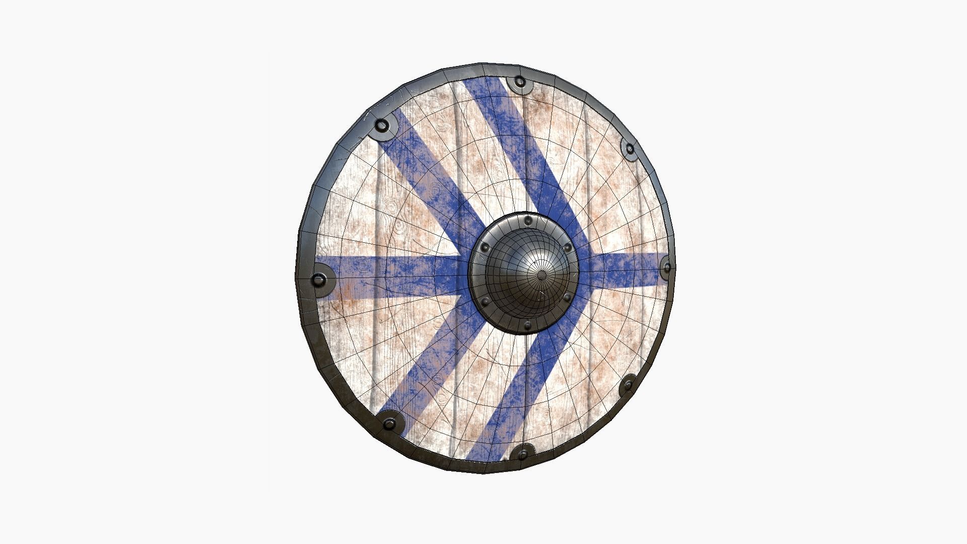 Viking Shield A11 Old Flag - Character Weapon Design Low-poly 3D model_6