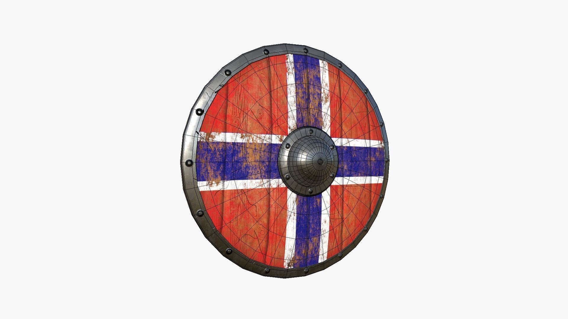 Viking Shield A08 Norway - Character Weapon Design Low-poly 3D model_5
