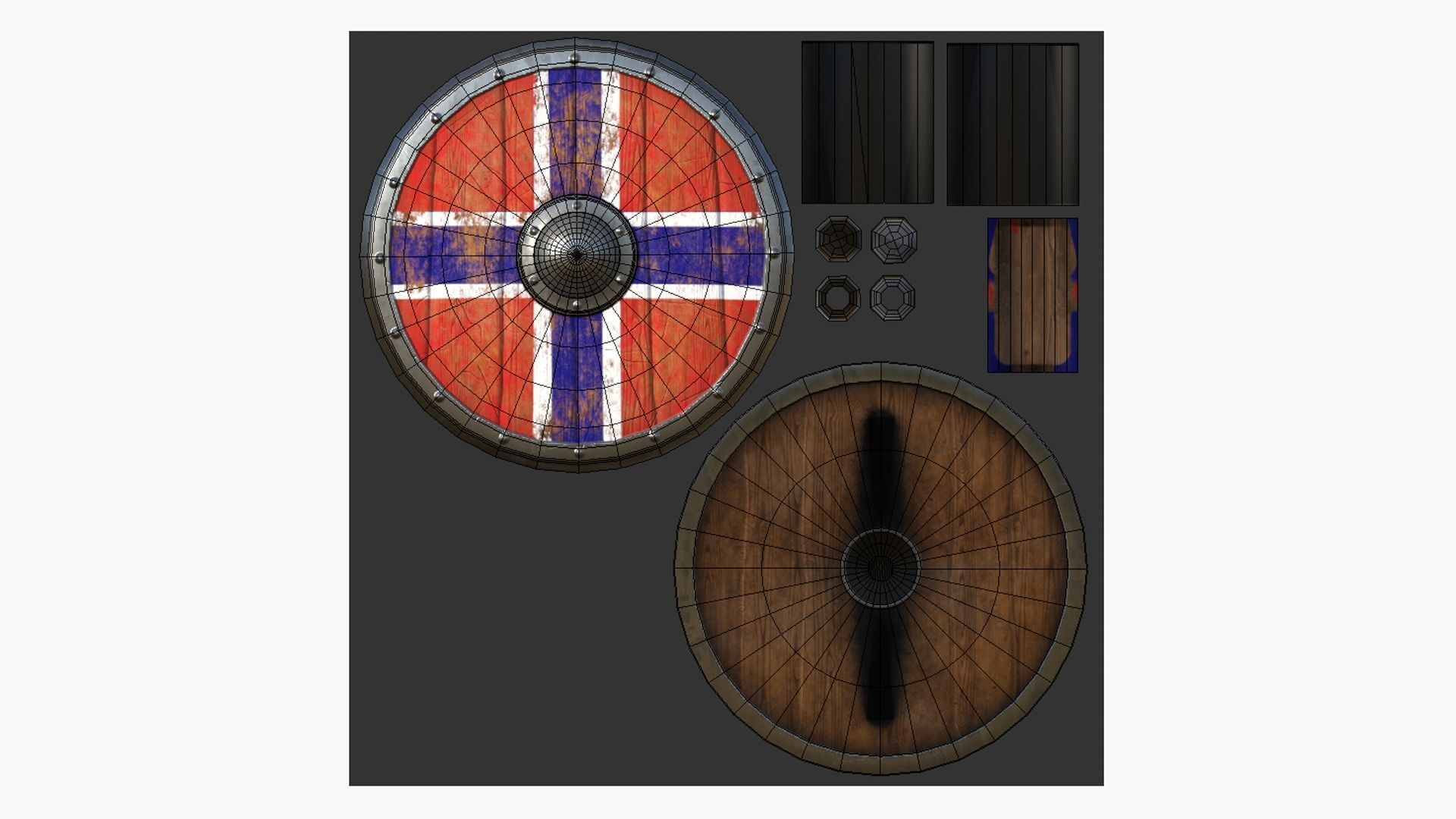 Viking Shield A08 Norway - Character Weapon Design Low-poly 3D model_6