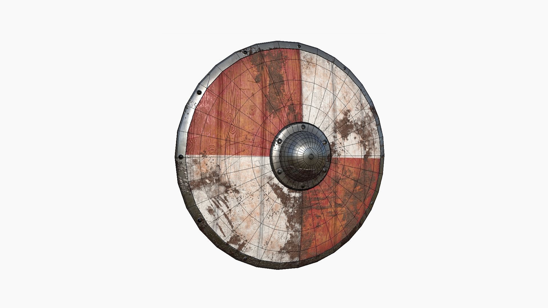 Viking Shield A04 Rust - Character Weapon Design Low-poly 3D model_6