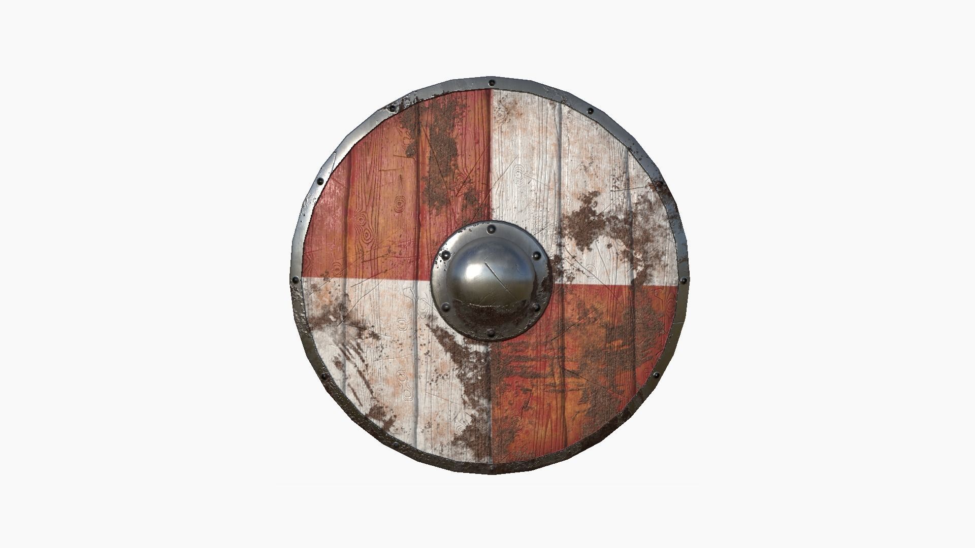 Viking Shield A04 Rust - Character Weapon Design Low-poly 3D model_1