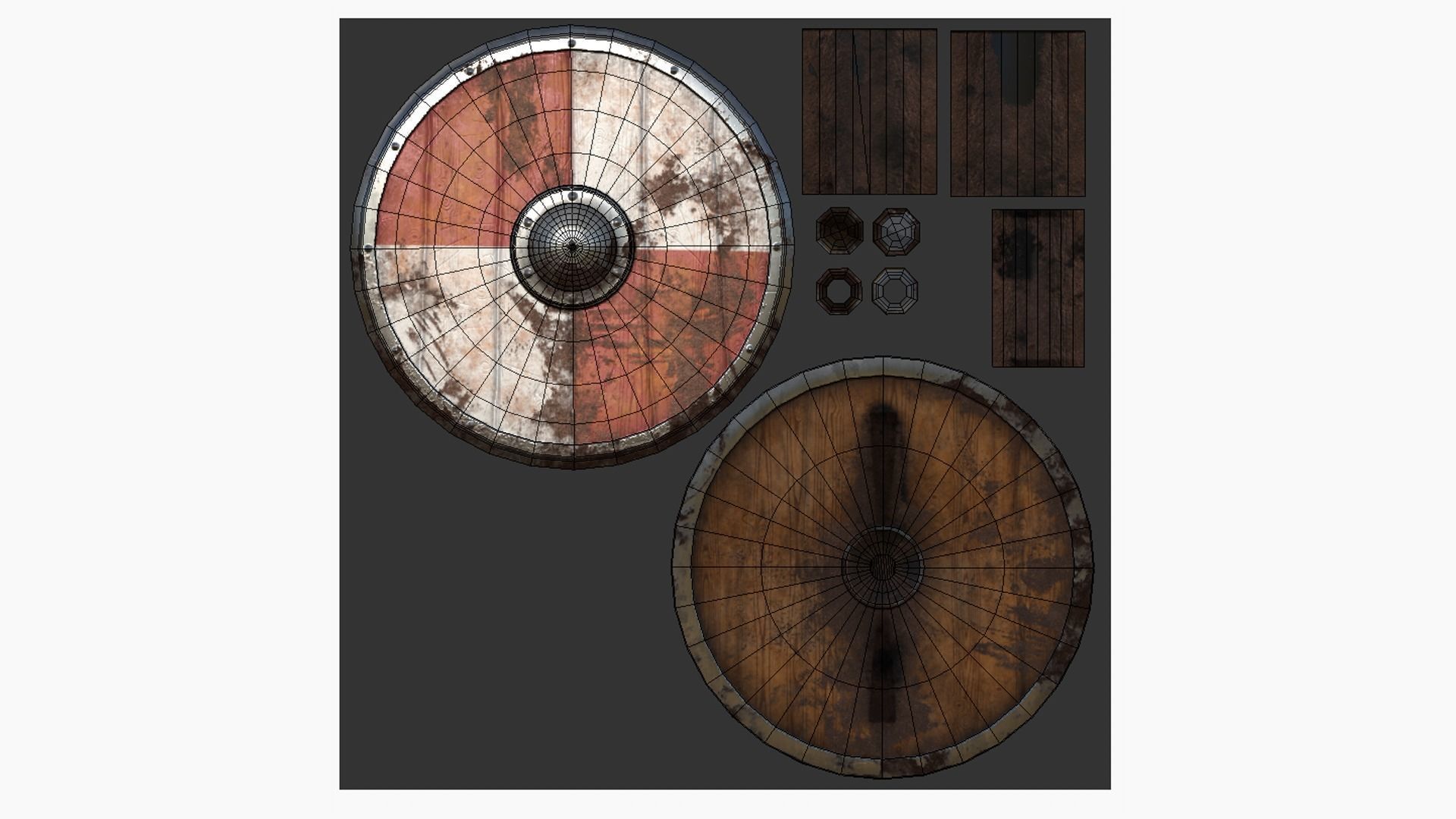 Viking Shield A04 Rust - Character Weapon Design Low-poly 3D model_5