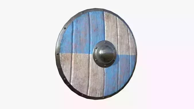 Viking Shield A02 White Blue - Character Weapon Design Low-poly 3D model