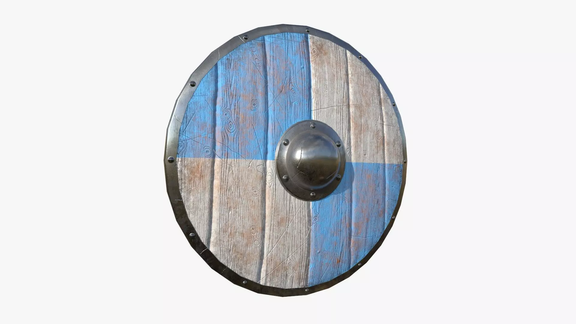 Viking Shield A02 White Blue - Character Weapon Design Low-poly 3D model_0