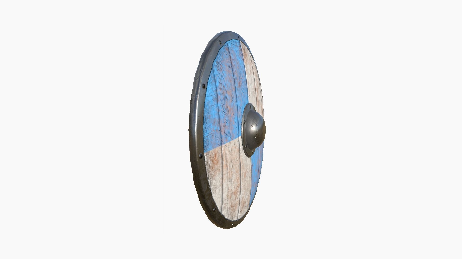 Viking Shield A02 White Blue - Character Weapon Design Low-poly 3D model_4