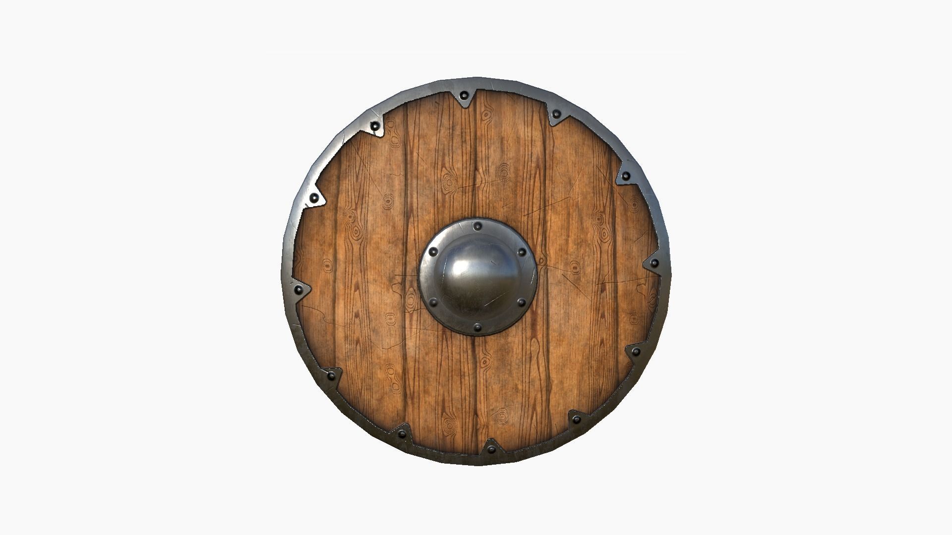 Viking Shield A01 Wooden - Character Weapon Design Low-poly 3D model_1