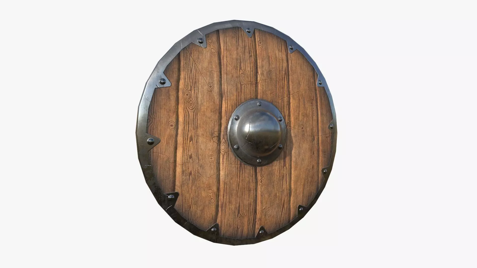 Viking Shield A01 Wooden - Character Weapon Design Low-poly 3D model_0