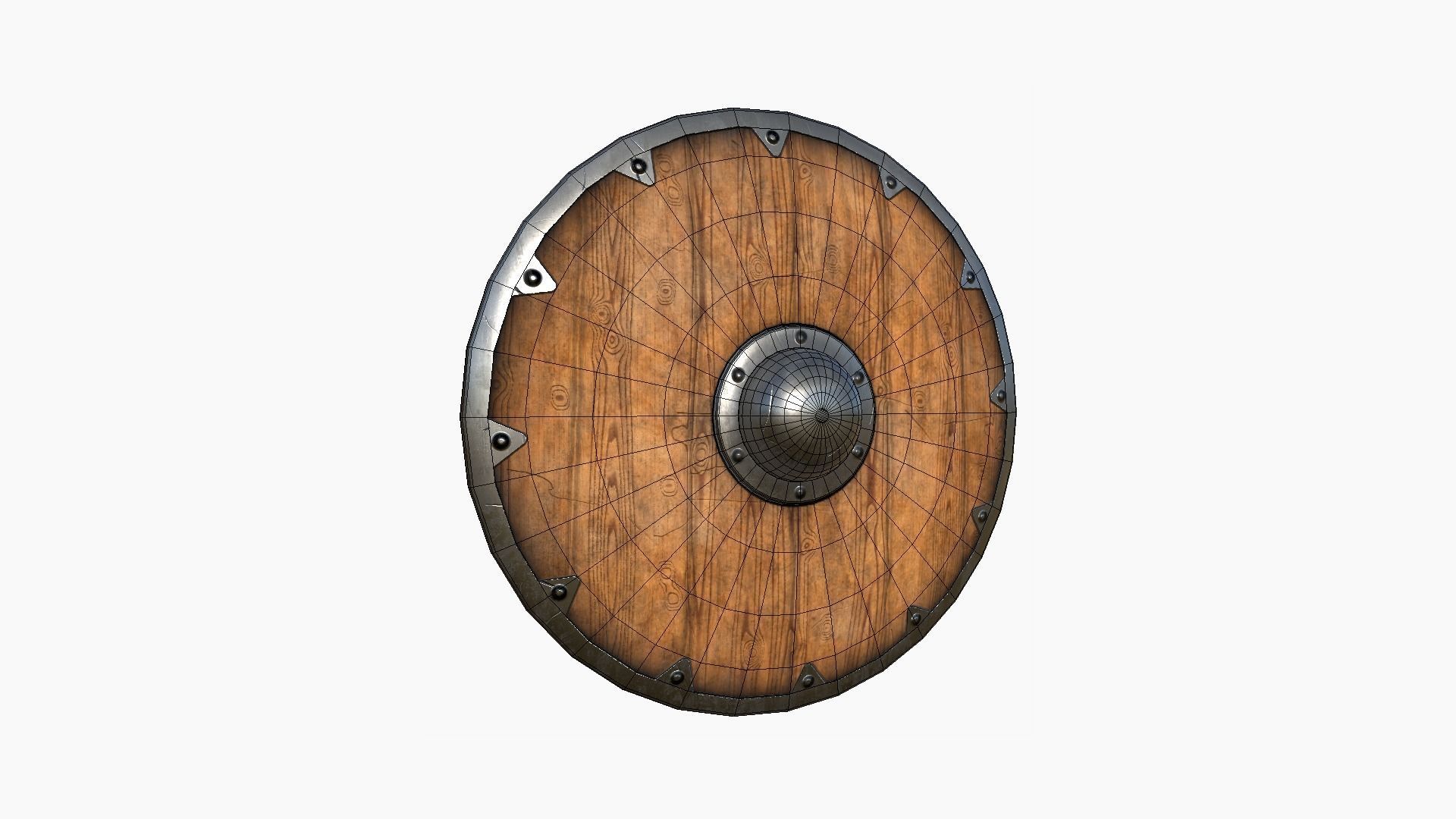 Viking Shield A01 Wooden - Character Weapon Design Low-poly 3D model_6