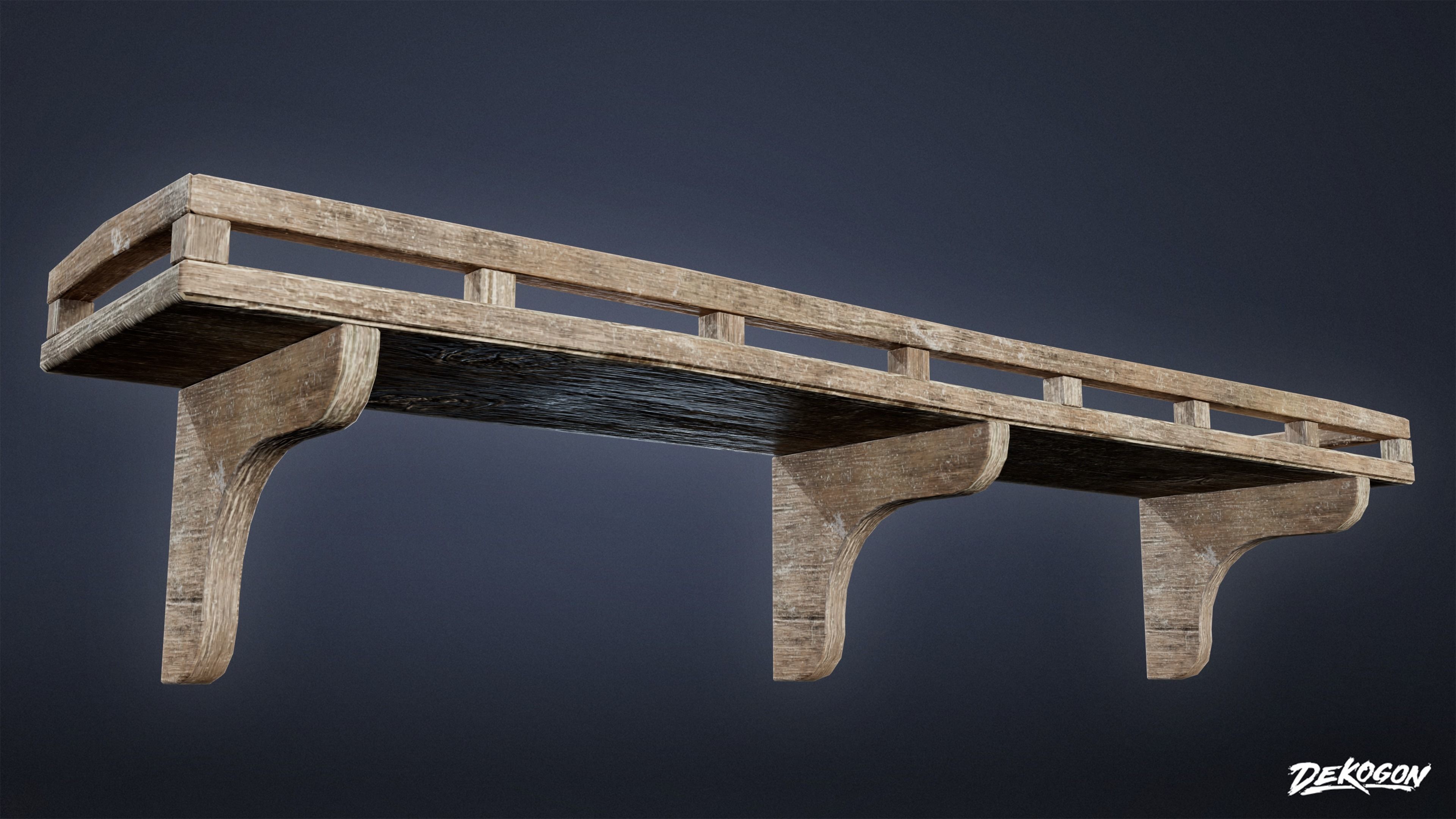 ALCHEMIST WORKSHOP - Wall Shelf 01 - LOW POLY Low-poly 3D model_3