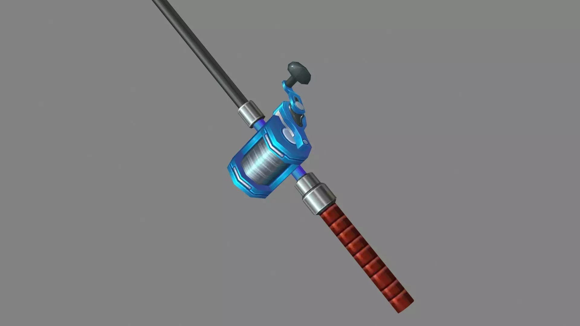 Cartoon fishing rod Low-poly 3D model_0