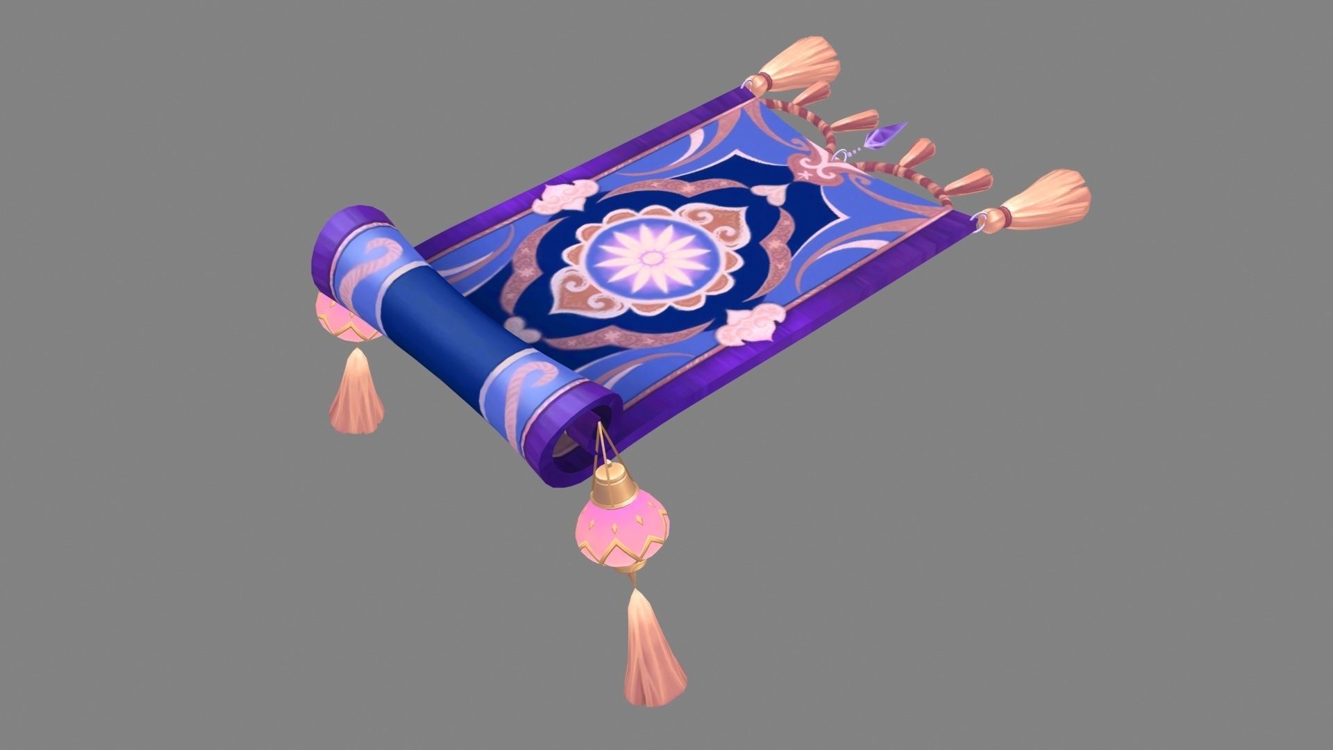A magical flying carpet - Fairy tales Low-poly 3D model_1