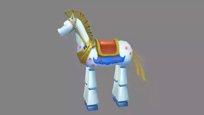 Cartoon wooden horse toy - rocking horse