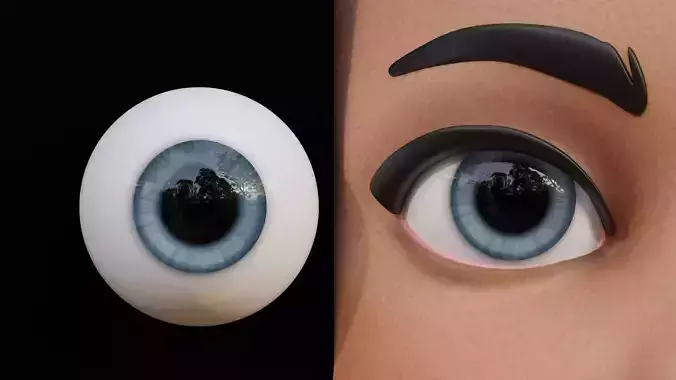 Blue Disney-Style Cartoon Eyes Low-poly 3D model