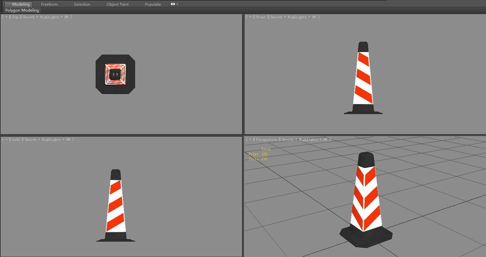 Traffic cone Low-poly 3D model_3
